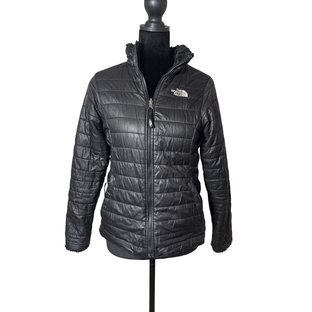 The North Face Girls Large Youth Faux Fur Mossbud Swirl Puffer Reversible Jacket